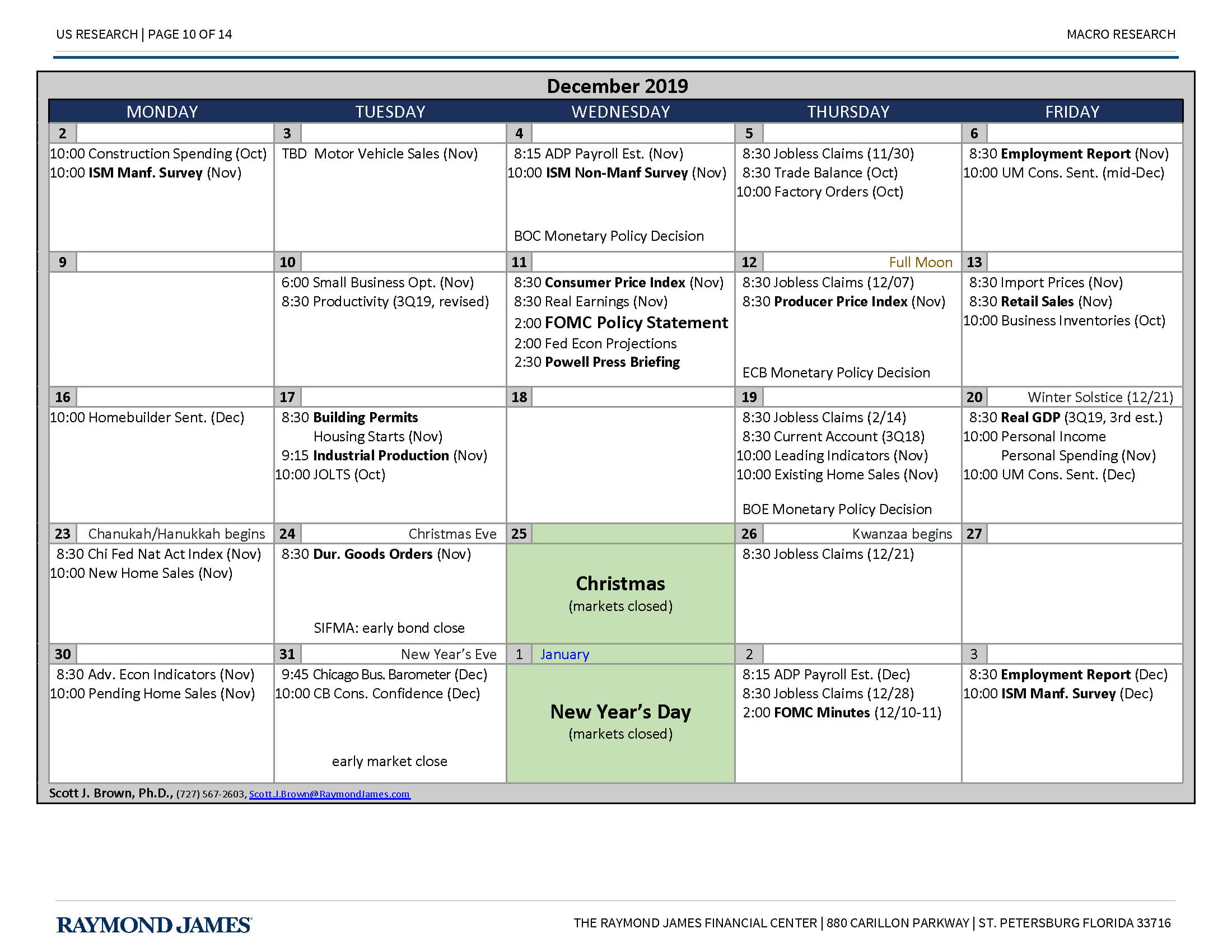 December Economic Calendar